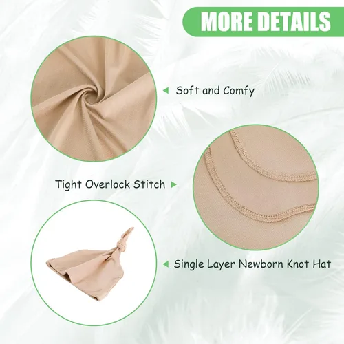 Miniatura 4 de Juego de manta de algodón de punto para bebé con gorro y diadema para recién nacido, mantas de recepción para bebé, niña y niño, 35 x 35 pulgadas
