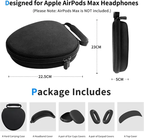 Miniatura 6 de Funda rígida para AirPods Max con modo de sueño, funda de transporte para auriculares con almohadillas de silicona para AirPods