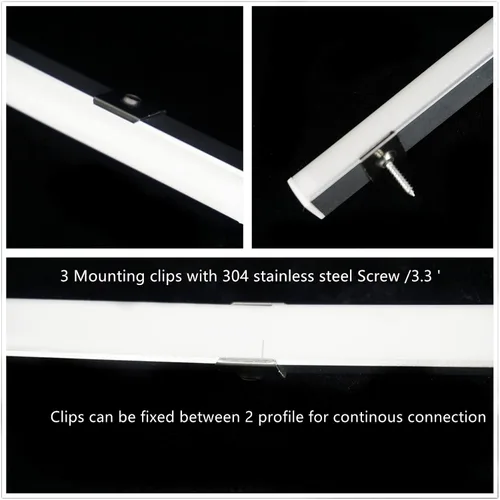 Miniatura 3 de THMOOTHER Paquete de 20 tiras LED en forma de V de 3.3 pies, sistema de difusor de canal de aluminio, cubierta lechosa extruida con conector