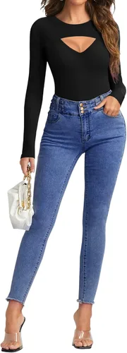 Miniatura 4 de HERLOLLYCHIPS Camiseta de manga larga para mujer cuello redondo acanalada sexy casual elegante para otoño e invierno