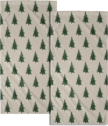 Miniatura 21 de Winter Trees - Juego de 2 toallas de mano de 28 x 14 pulgadas, diseño de árbol de pino de nieve, color beige, absorbente, de microfibra, para baño