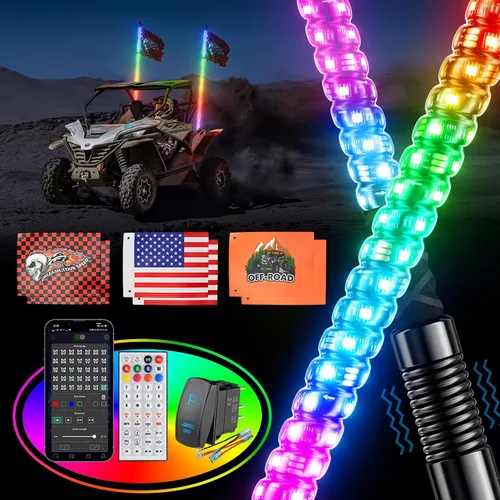 Miniatura 11 de Ehaho 2 piezas luces de látigo de 1 pie para UTV ATV con base de resorte, luz LED de látigo tres veces más brillante con interruptor basculante y 6