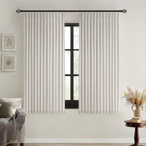 Miniatura 24 de MIULEE - Cortinas de lino beige con pliegues a presión 100% opacas para dormitorio, cortinas de ventana con memoria y bloqueo de luz para oscurecer