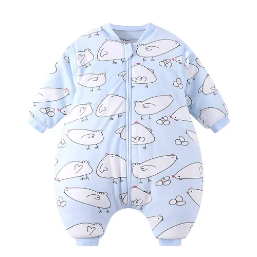 Miniatura 10 de Happy Cherry Saco de dormir de algodón grueso de invierno para bebé, manta cálida con mangas desmontables, Pingüino - Azul