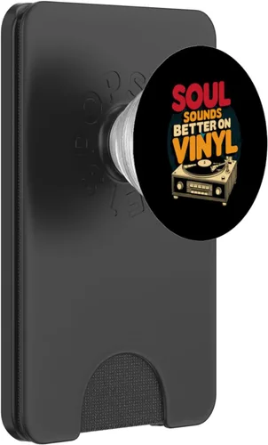 Miniatura 7 de Soul Sounds Better On Vinyl Old Turntable Retro 70s Music PopSockets Adhesive PopGrip