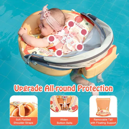 Miniatura 4 de Mambobaby Flotador con dosel, flotadores de piscina para bebé, no inflables, flotadores de natación para bebé, flotadores de seguridad para pizza