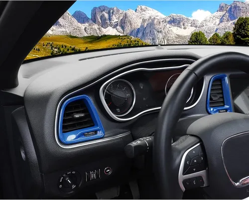 Miniatura 7 de Voodonala para Dodge Challenger 2015-2021, accesorio de recorte para salida de aire de la consola central (Azul, 4 piezas)
