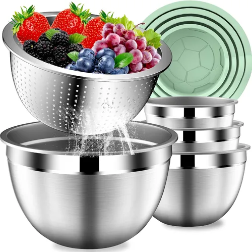 Miniatura 15 de DUTZUN Stainless Steel Mixing Bowls with Airtight Lids Set of 5, Black Best Kitchen Gifts for Mixing, Baking, Prep, Salads, Serving, Cooking