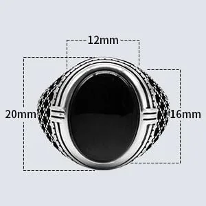 Miniatura 9 de SKOOMEN Anillo de plata de ónix negro para hombre, anillo ovalado grande con caja de joyería, joyería fina para hombre con piedras preciosas