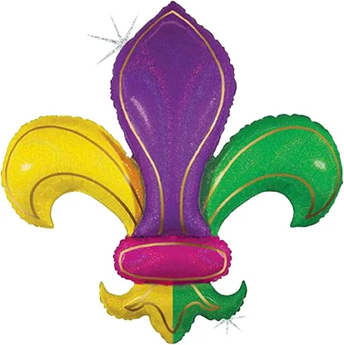 Colorido globo de fiesta de Mardi Gras de aluminio de 36 pulgadas de flor de lis