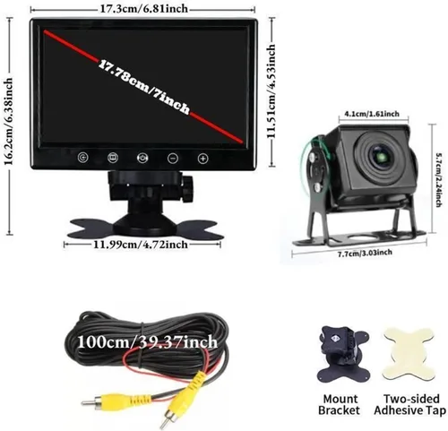Miniatura 2 de Monitor de botón táctil resistente de 7 pulgadas + kit de cámara inversa para camiones/autobuses/carretillas elevadoras - Sistema de visión trasera