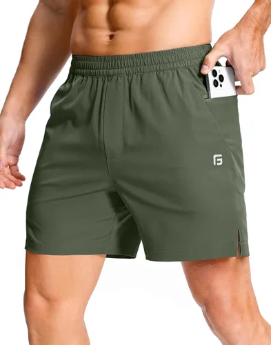 Miniatura 8 de GGJ Pantalones cortos deportivos ligeros para hombre con 2 bolsillos con cremallera de 7/5/9 pulgadas, pantalones cortos de tenis de secado rápido