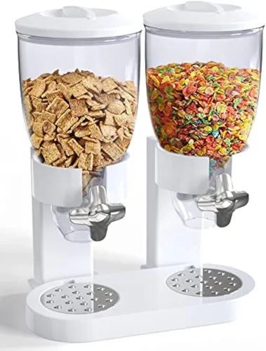 Miniatura 3 de Dispensador de alimentos duales: dispensador de alimentos secos perfecto como dispensador de dulces, nueces, arroz, granola, cereales y más.