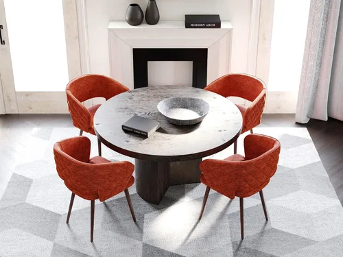 Miniatura 7 de Ottomanson Juego de 2 sillas de comedor, color naranja Palermos Palermos Naranja Con Patas De Madera