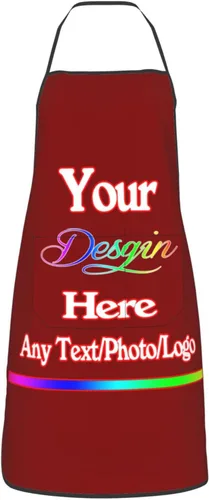 Miniatura 40 de Delantal de diseño personalizado para mujeres y hombres con bolsillos, delantal de cocina personalizado, diseño de logotipo de texto
