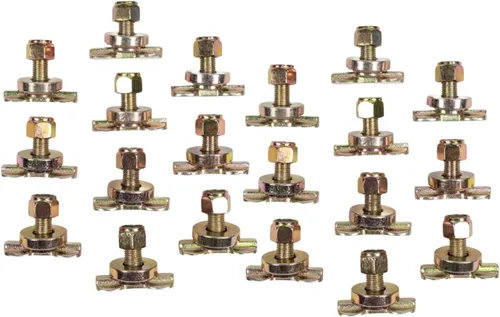 Mytee Products Paquete de 20 pernos roscados de doble orejeta en L – Puntos de anclaje resistentes en L, WLL #1833 lbs – Anclaje de amarre para riel