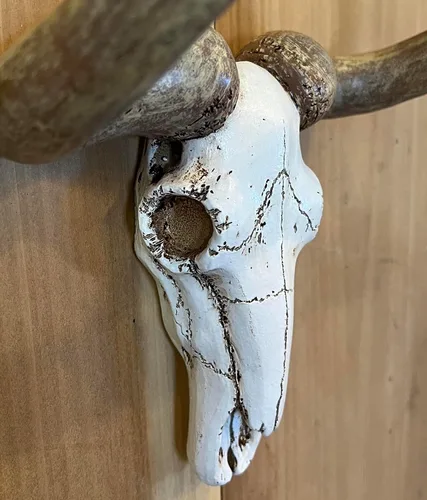 Miniatura 4 de Soporte de papel higiénico de pared con calavera de toro/vaca - Decoración rústica de baño occidental