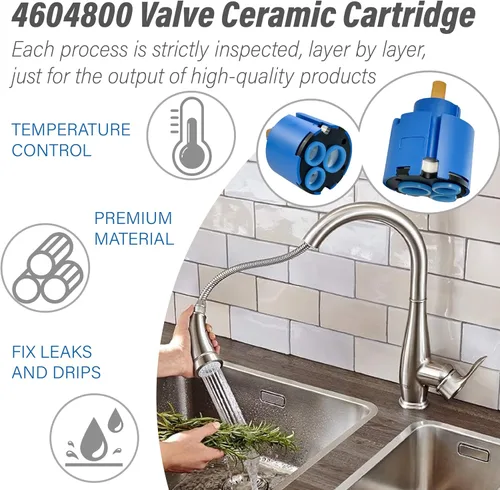 Miniatura 4 de Cartucho de grifo de 1.811 in, repuesto de cartucho de grifo, compatible con Grohe 46048000 grifo de una sola manija y grifo de fregadero, utilizado