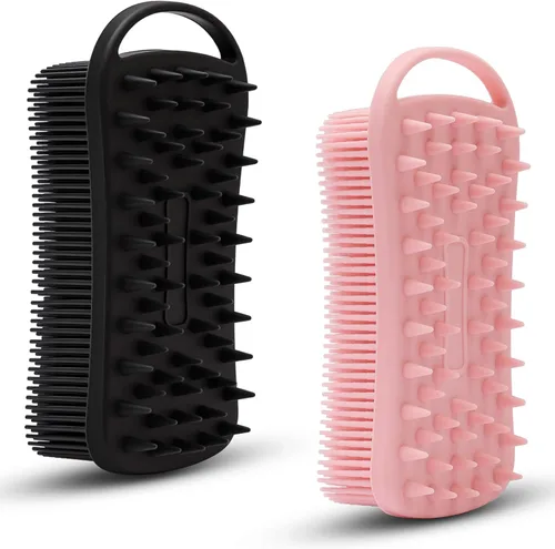 Miniatura 10 de 2 piezas de cepillo corporal de silicona, cepillo de baño y ducha exfoliante 2 en 1, esponja de loofah de silicona suave para piel sensible