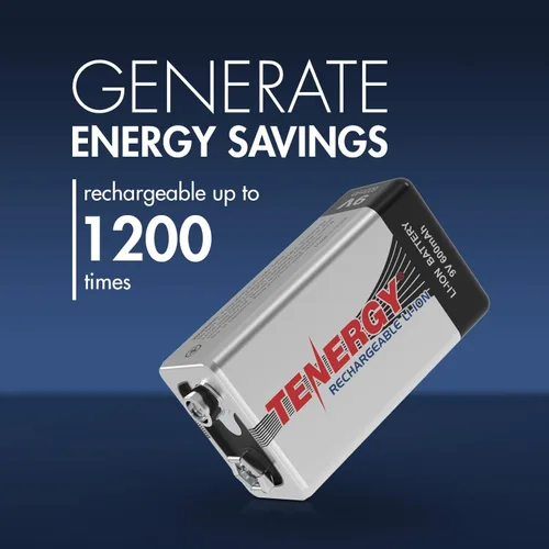 Miniatura 3 de Tenergy Combo: 4pcs 9V 600mAh Li-ion baterías recargables