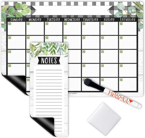 Miniatura 12 de Hadley Designs Calendario magnético grande vintage y pizarra de borrado en seco para refrigerador, calendario magnético de pizarra blanca, imán