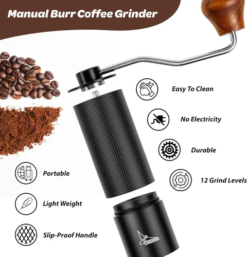 Miniatura 5 de Chidori Molinillo de café manual: molinillo de café con manivela manual para expreso, vertido, prensa francesa y AeroPress Molinillo de rebabas