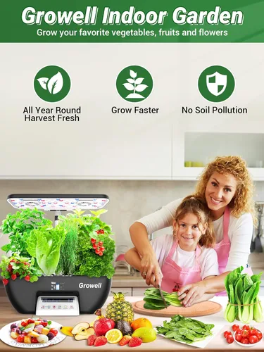 Miniatura 8 de Growell Sistema de cultivo hidropónico, jardín de hierbas de 17 cápsulas con 102 luces de cultivo de espectro completo de 28 W y 2 ventiladores