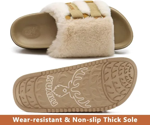 Miniatura 6 de KuaiLu Pantuflas ortopédicas para mujer con soporte de arco, sandalias acolchadas suaves para mujer, sandalias de moda con punta abierta, de piel