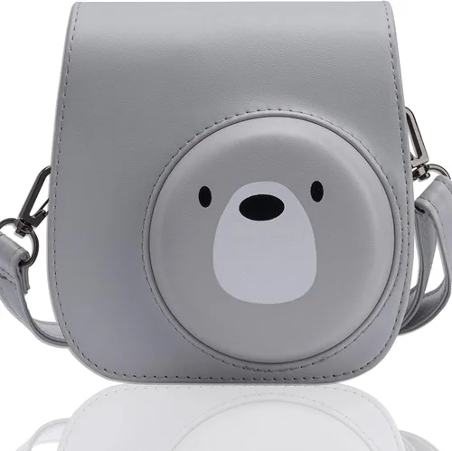 Miniatura 14 de Funda de piel sintética compatible con cámara instantánea Fujifilm Instax Mini 11 12 con correa ajustable y bolsillo (negro)