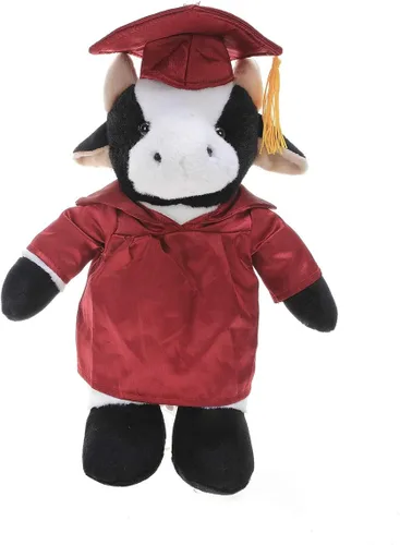 Miniatura 9 de Plushland Juguetes de peluche de vaca, regalos para el día de graduación, texto personalizado, nombre o logotipo de tu escuela en el vestido, lo