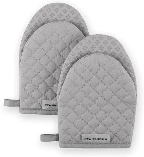 Miniatura 25 de Guantes KitchenAid, mini guantes de horno, de algodón, con agarre de silicona Verde pistacho
