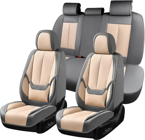 Miniatura 82 de Coverado Juego completo de fundas de asiento de automóvil, fundas de asiento para automóviles, fundas de asiento de coche beige para asientos