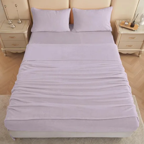 Miniatura 63 de Viviland Juego de sábanas de microforro polar tamaño matrimonial, sábanas ajustadas tipo franela para Navidad con bolsillo de 15" de profundidad