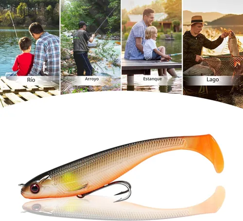 Miniatura 7 de TRUSCEND Shadtale Easy Catch Soft Fishing Lures with BKK Hooks - Trembly Sinking and Vibrating Swim for More Bites, Pre-Rigged Swimbaits for Bass