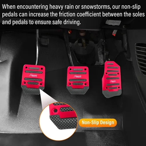 Miniatura 6 de Ziciner 2 piezas de almohadillas antideslizantes para pedales de coche, cubierta de pedal de acelerador y freno de caja automática, kits de pedal