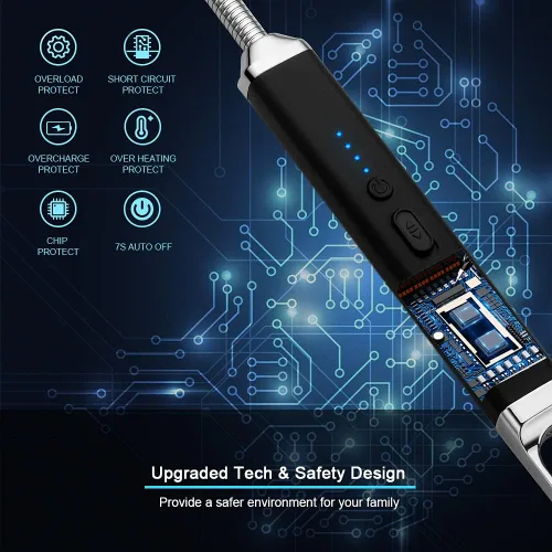 Miniatura 3 de SUPRUS Encendedor USB recargable de arco eléctrico con interruptor de seguridad, cuello flexible de 360°, parrilla sin llama, encendedores largos