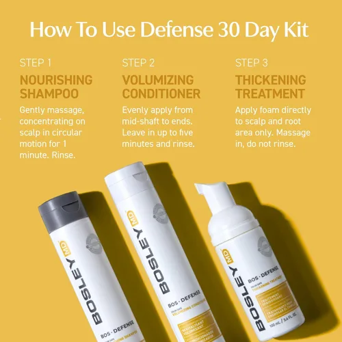 Miniatura 4 de BosleyMD BosDefense - Kit de adelgazamiento del cabello de 30 días para hombres y mujeres, champú de bloqueo DHT, acondicionador voluminizador