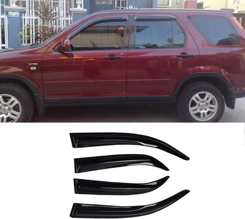 Miniatura 2 de 94459 Deflector de viento para ventana lateral, juego de 4 protectores de lluvia con cinta de canal, color humo oscuro para Honda CR-V 2002-2006