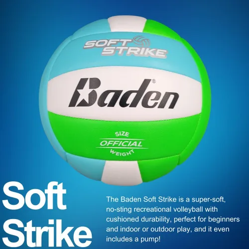 Miniatura 2 de Baden Soft Strike Voleibol Recreativo de Cuero Sintético Amortiguado Interior/Exterior para Principiantes y Jóvenes Tamaño Oficial
