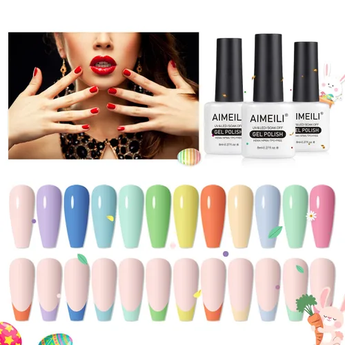 Miniatura 5 de AIMEILI Hema Free - Juego de esmaltes de uñas de gel, libre de crueldad, vegano, colección neón, 12 colores, rosa intenso, azul, amarillo, verde