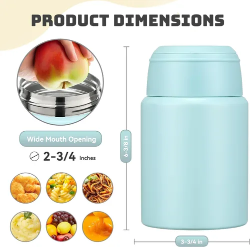 Miniatura 3 de Termo de sopa para comida caliente para niños, tarro de comida aislado de 16 onzas, contenedor térmico a prueba de fugas para niños, lonchera