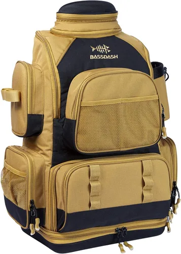 Miniatura 12 de Bassdash - Mochila para artículos de pesca, resistente al agua, táctica, con caja para aparejos suave, soporte para caña de pescar y cubierta