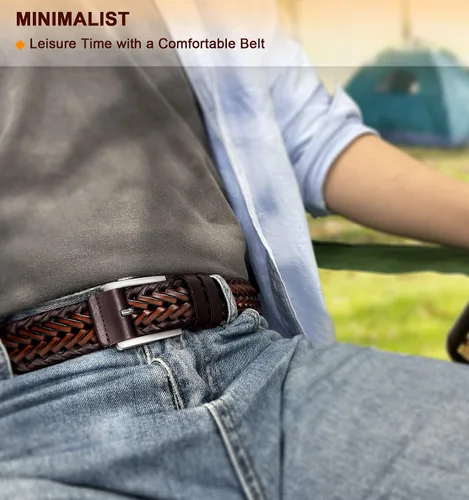 Miniatura 8 de BULLIANT Cinturones para hombre, cinturones trenzados de cuero para regalo, jeans casuales para golf