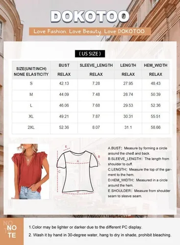 Miniatura 6 de Dokotto - Blusas informales con cuello en V para mujer, diseño de manga corta, con cordón ajustable