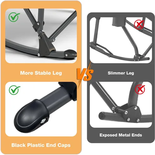 Miniatura 5 de Rocking Camping Chair for Adults, Portable Chairs with Cup Holder and Side Pocket, Outdoor Folding Rocker Chair,2PCS-Black