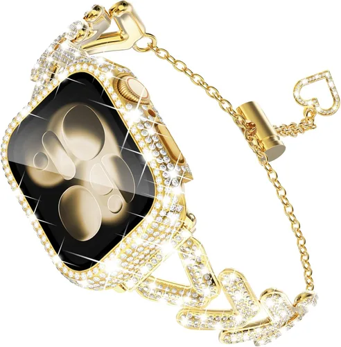 Miniatura 16 de Correa y Funda Diseñadas por KADES para Apple Watch Series de 46 mm, 45 mm, 44 mm, 42 mm, 41 mm, 40 mm, 38 mm para Mujer, Correa de Metal