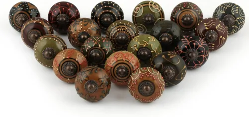 Miniatura 24 de Tiradores y pomos dorados para cajones, varios pomos de puerta antiguos para armarios de cocina, decoración bohemia de granja, juego de 6