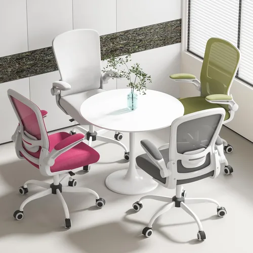 Miniatura 7 de Mimoglad Silla de oficina ergonómica de malla con respaldo alto, soporte lumbar ajustable, cojín de asiento grueso (moderno, rosa Barbie)
