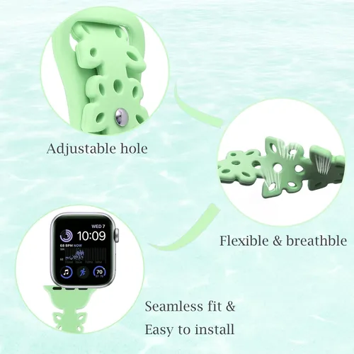 Miniatura 2 de SaNgaiMEi Correa de silicona compatible con correas de Apple Watch de 1.575 pulgadas, 1.732 pulgadas, 1.614 pulgadas, 1.772 pulgadas, 1.496