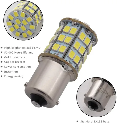 Miniatura 4 de GRV BA15S 1156 1141 foco LED 4 W 56-2835 SMD súper brillante corriente continua y alterna 12 V-24 V 40 W, lámpara de halogéno de reemplazo